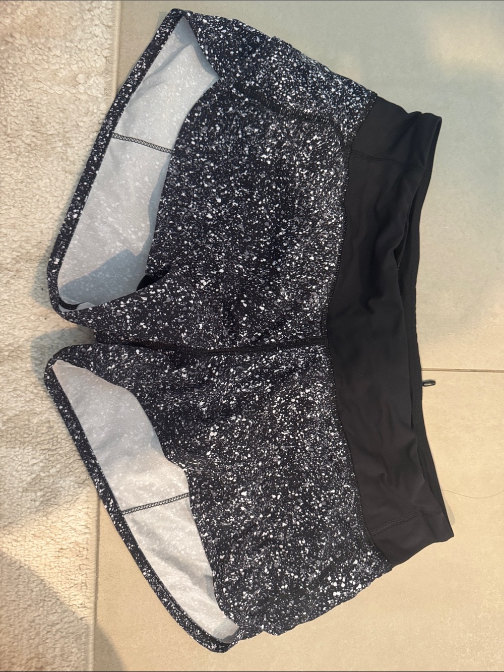 lululemon athletica Black & White Speckled High-Waist Athletic Shorts